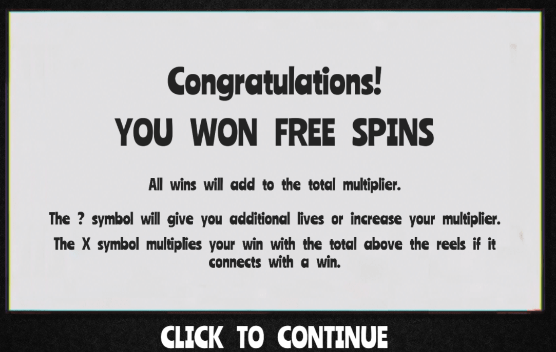 Screenshot of getting a free spin in stack em